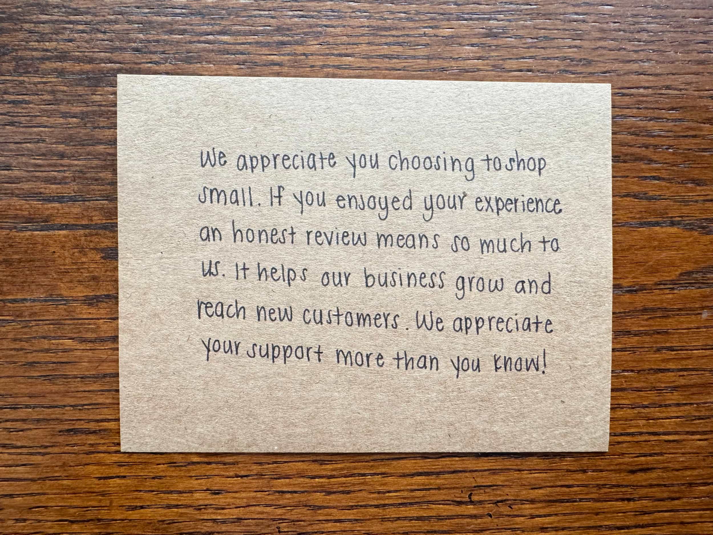 Single handwritten card in print